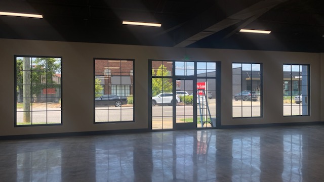 Commercial storefront glass system installed by NelBran Glass